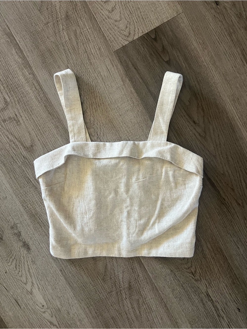 American Eagle Outfitters Cream Square-Neck Linen-Blend Crop Top NWOT